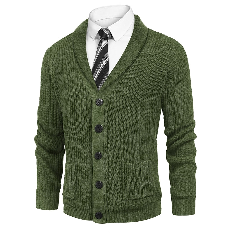 Shawl Collar Slim Fit Cardigan With Pockets