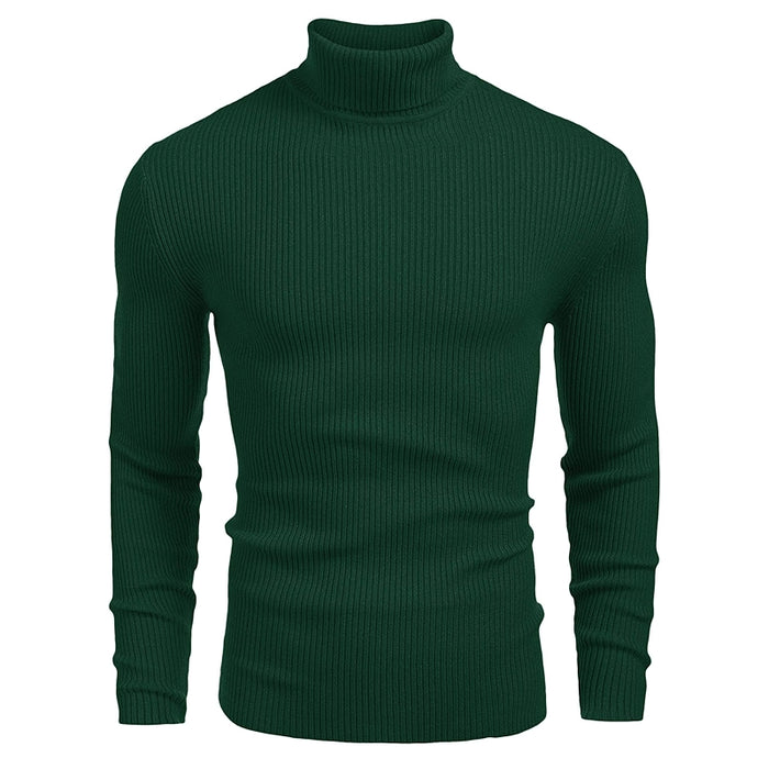 Ribbed Slim Fit Knitted Pullover Casual Turtleneck Sweater