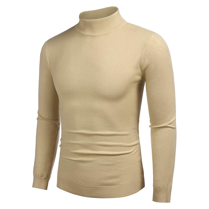 Slim Fit Mock Style Solid Colored Pullover