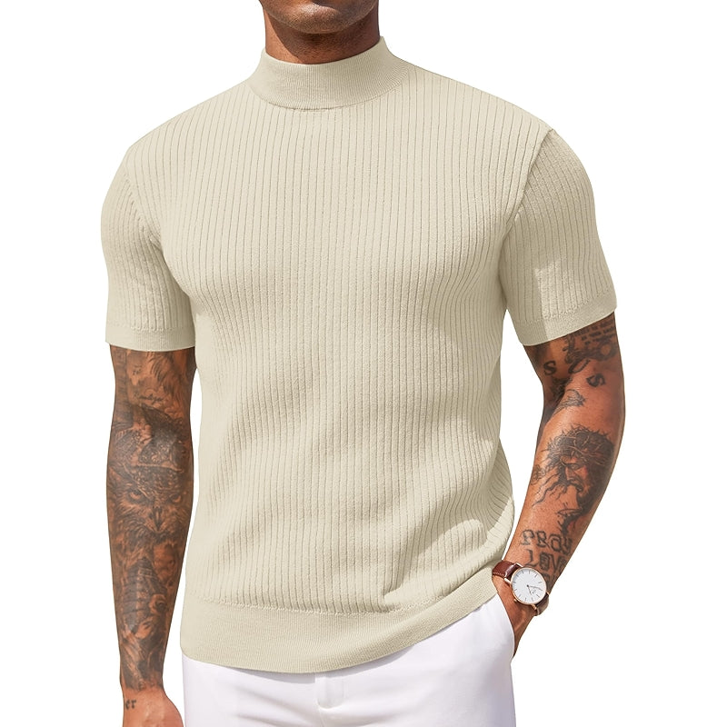 Mock Turtleneck Sweater Short Sleeve Casual Basic Top