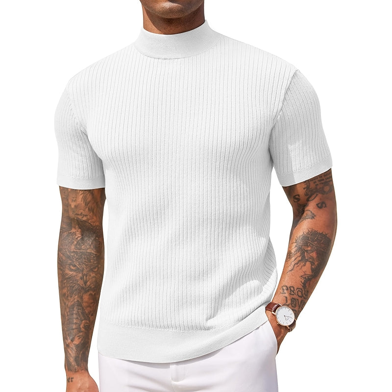 Mock Turtleneck Sweater Short Sleeve Casual Basic Top