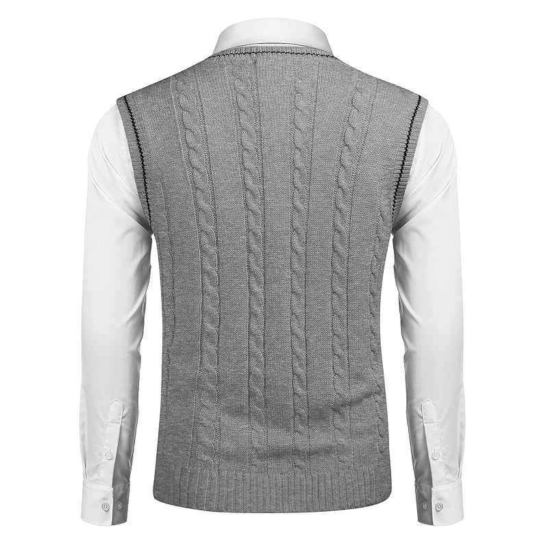 Casual Sweater Vest V Neck Slim Fit Knitted Pullover