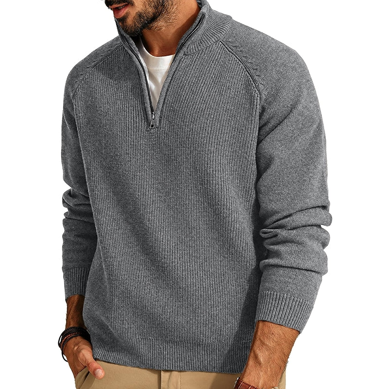 Quarter Zip Pullover Sweater Turtleneck Raglan Long Sleeve