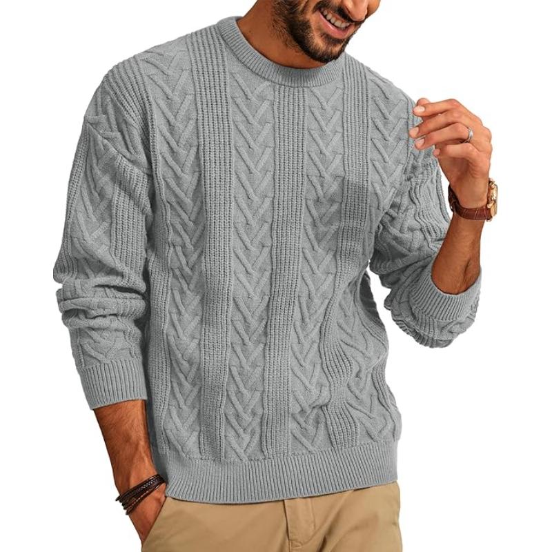 Men Casual Cable Knit Drop Style Pullover