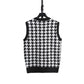 Houndstooth Sweater Vest Sleeveless V Neck Casual Rib Knit Top