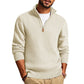 Quarter Zip Pullover Sweater Casual Slim Fit Knit Texture