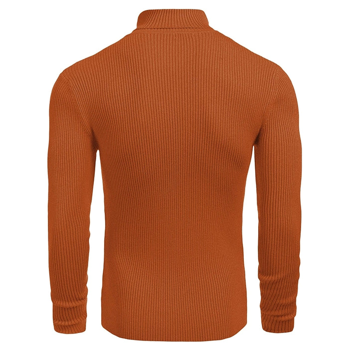 Ribbed Slim Fit Knitted Pullover Casual Turtleneck Sweater
