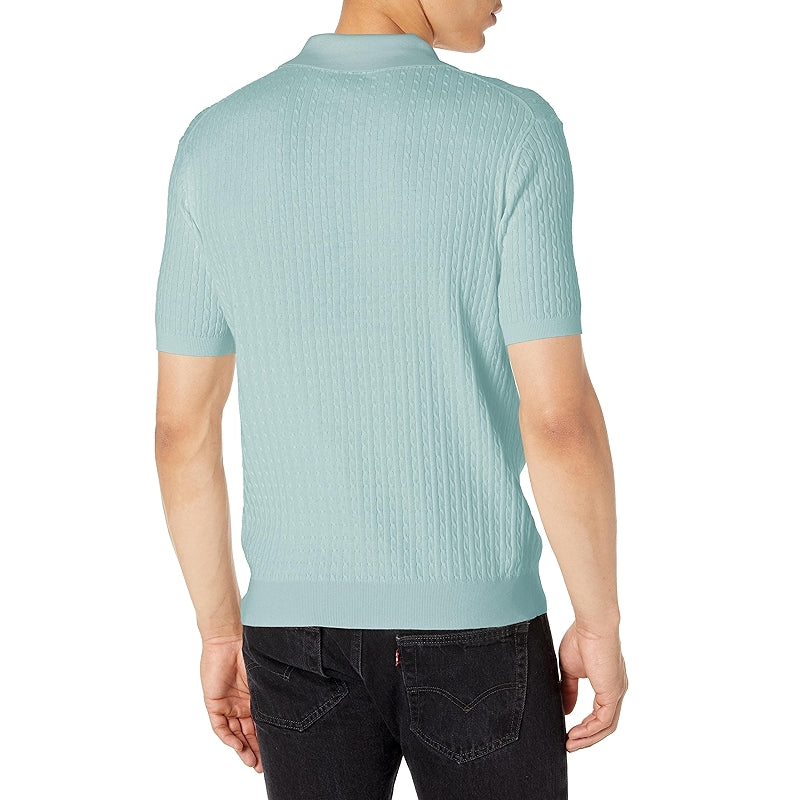 Short Sleeve Cable Polo Sweater