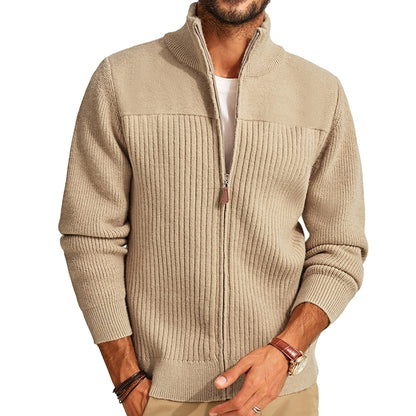 Full Zipper Cardigan Casual Stand Collar Sweater