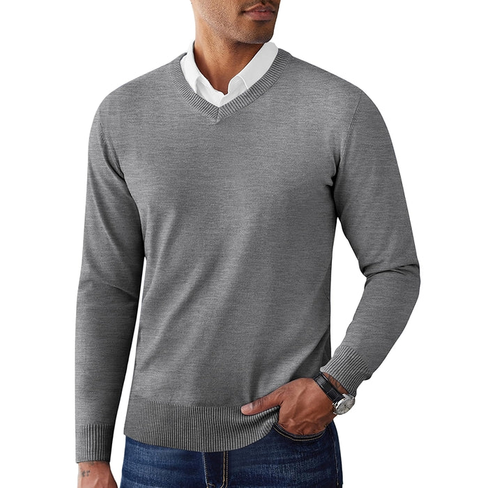 V Neck Pullover Sweater Slim Fit Casual Dress Sweater