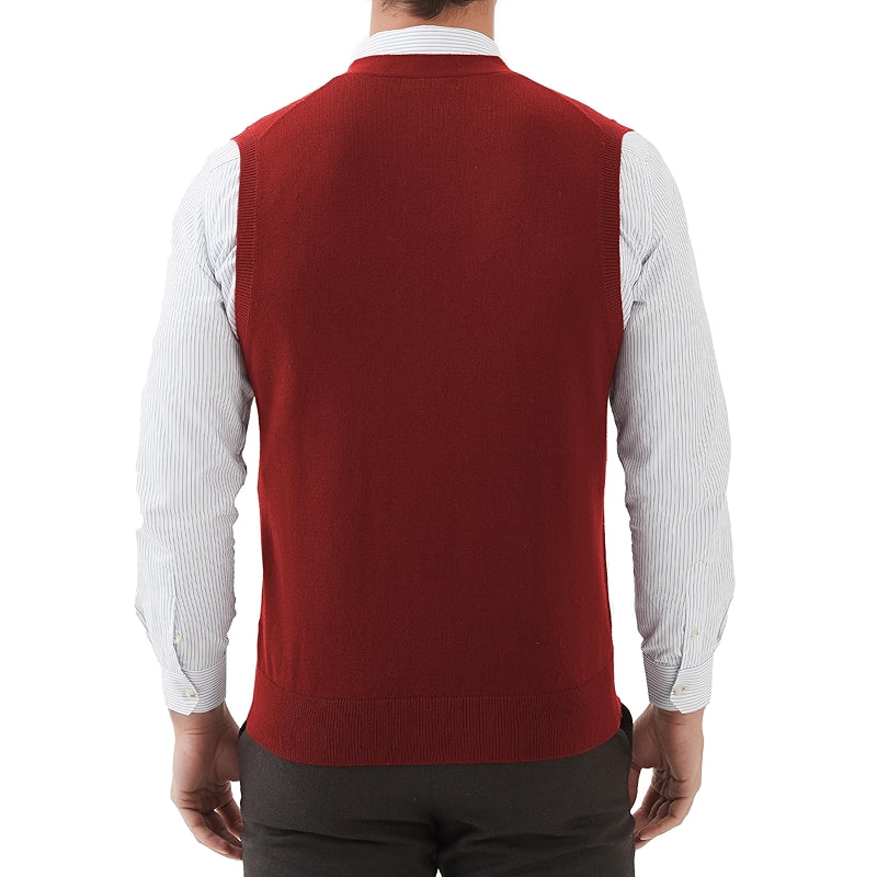 Kallspin Sweater Vest Wool Blend V Neck Button Sleeveless Cardigan