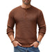 Henley Knit Sweater Long Sleeve Button Pullover Casual