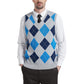 Argyle Vest Sweater Wool Blend V Neck Sleeveless Pullover