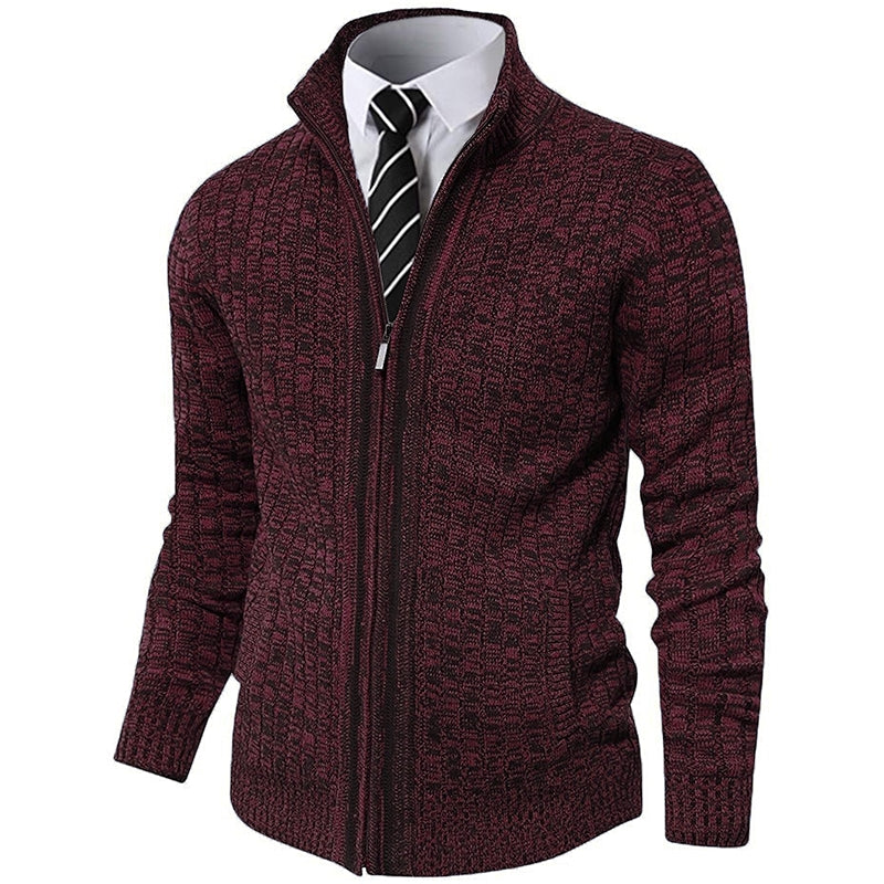 Slim Fit Full Zip Knit Sweater