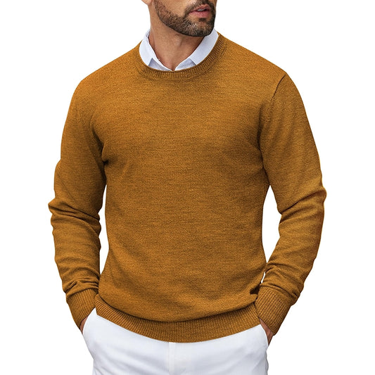 Crewneck Pullover Knit Sweater Lightweight With Ribbing Edge