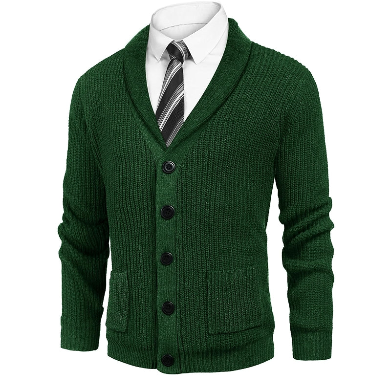 Shawl Collar Slim Fit Cardigan With Pockets