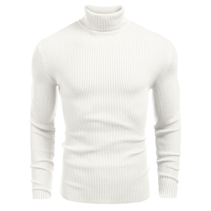 Ribbed Slim Fit Knitted Pullover Casual Turtleneck Sweater