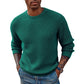 Crewneck Pullover Sweater Waffle Textured Long Sleeve