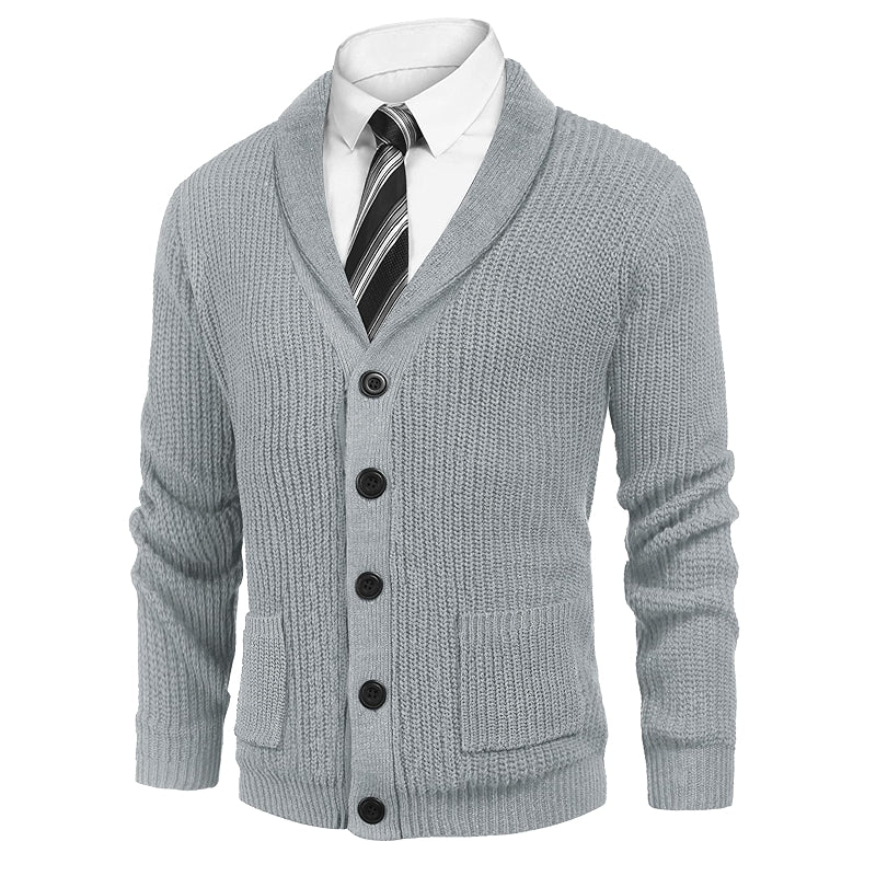 Shawl Collar Slim Fit Cardigan With Pockets