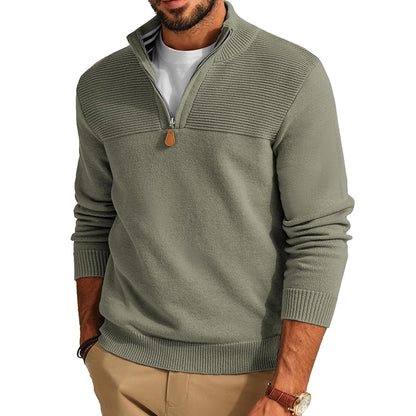 Quarter Zip Sweater Slim Fit Casual Pullover Mock Neck