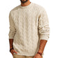 Cable Knit Crewneck Pullover Sweater Casual Twist Texture