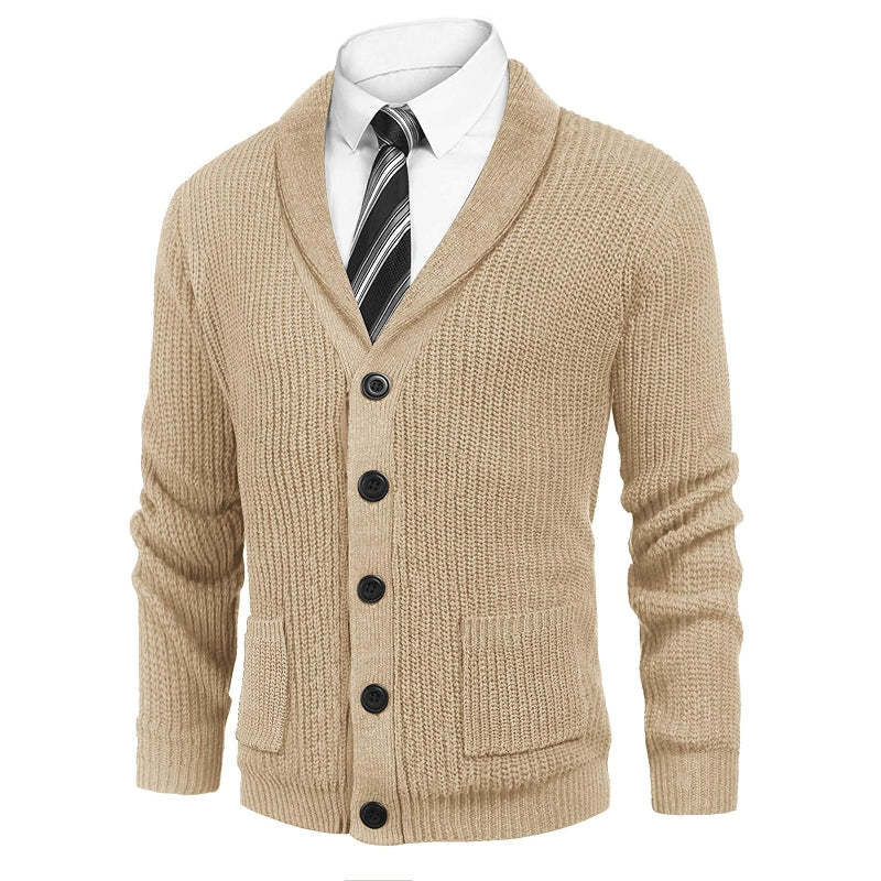 Shawl Collar Slim Fit Cardigan With Pockets