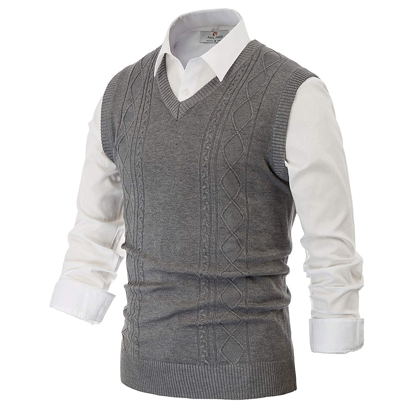 V Neck Sweater Vest Cable Knitted Pullover