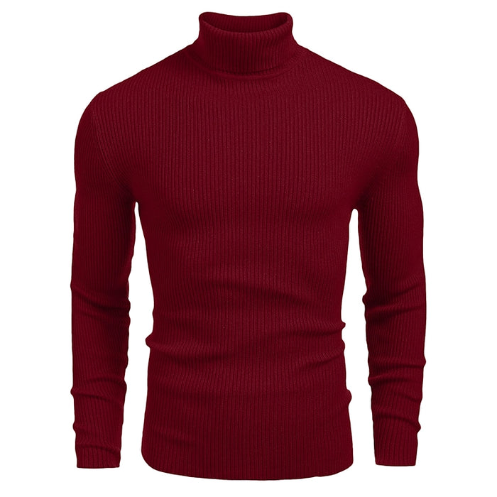 Ribbed Slim Fit Knitted Pullover Casual Turtleneck Sweater