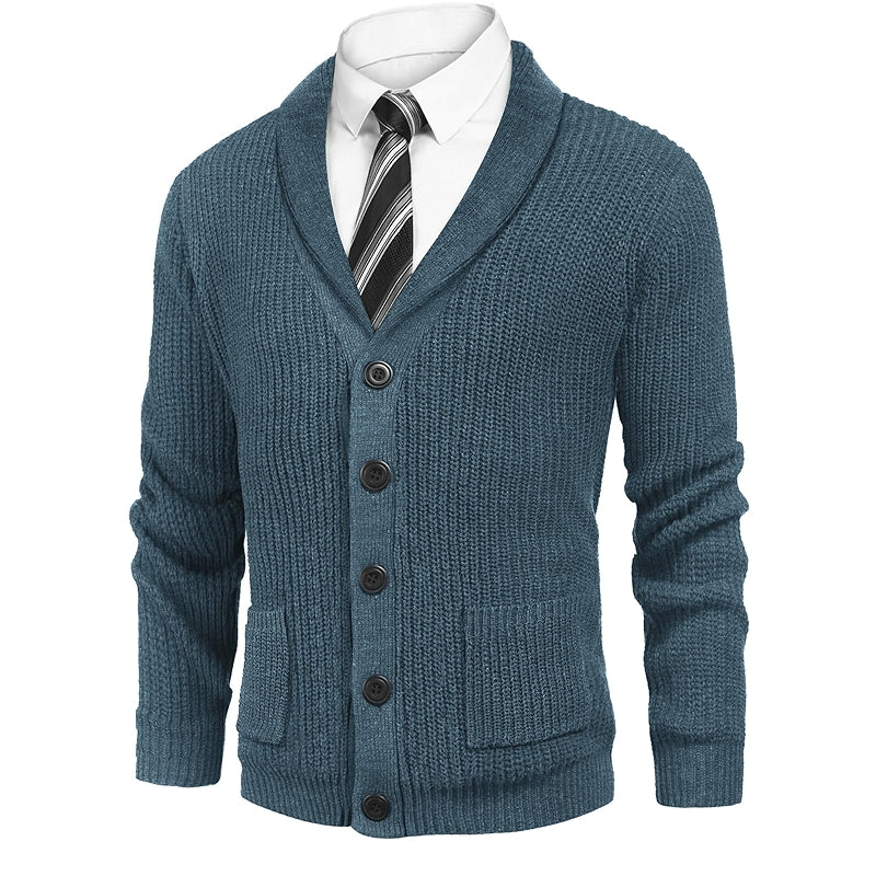 Shawl Collar Slim Fit Cardigan With Pockets