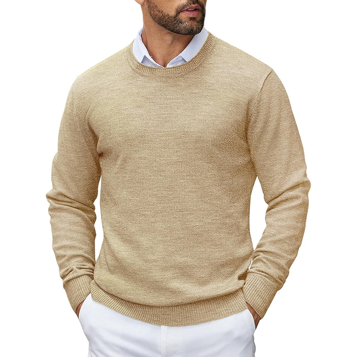 Crewneck Pullover Knit Sweater Lightweight With Ribbing Edge