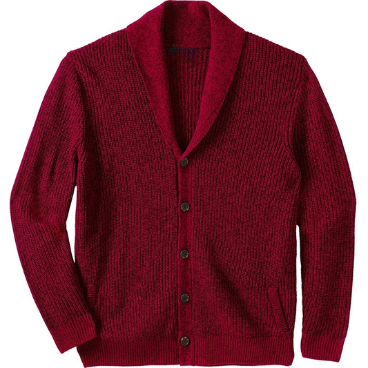 Solid Colored Ribbed Design Shawl Collar Cardigan