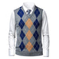 Argyle Sweater Vest Classic V Neck Sleeveless Pullover Knitwear