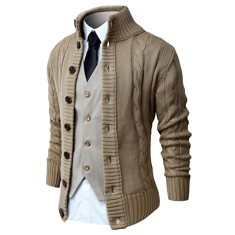 Long Sleeve Stand Collar Cardigan Sweater