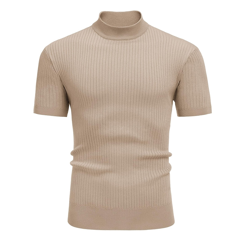 Mock Turtleneck Sweater Short Sleeve Casual Basic Top