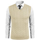 Casual Sleeveless V Neck Sweater Vest Striped Cable Knit