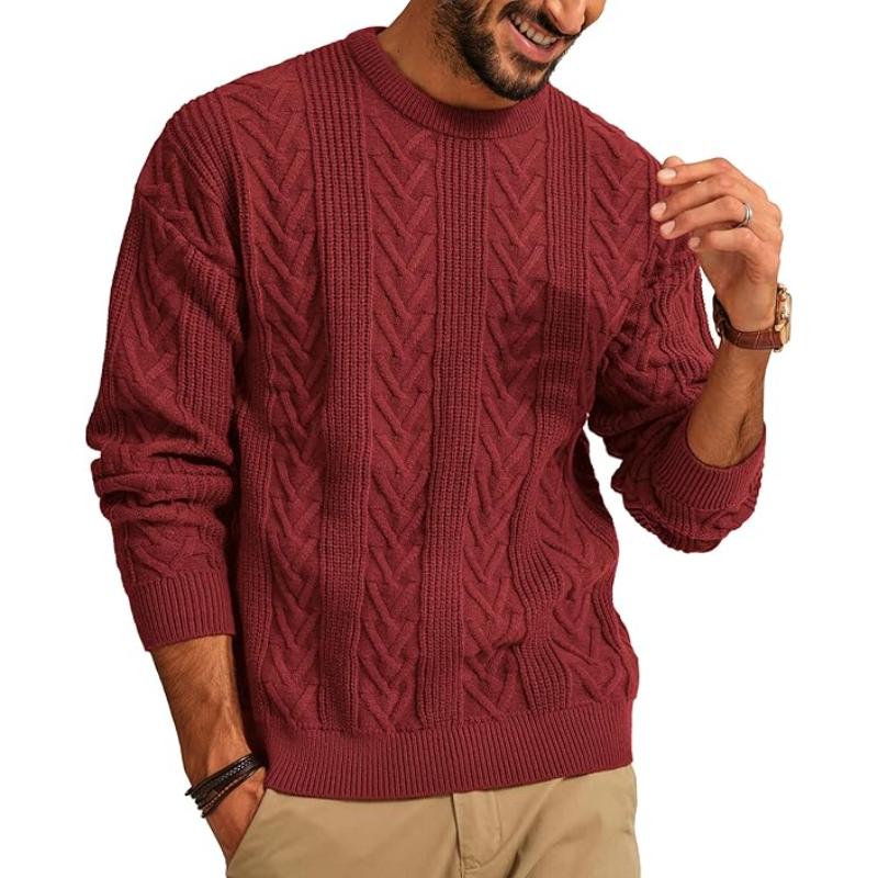 Men Casual Cable Knit Drop Style Pullover