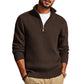 Quarter Zip Pullover Sweater Casual Slim Fit Knit Texture