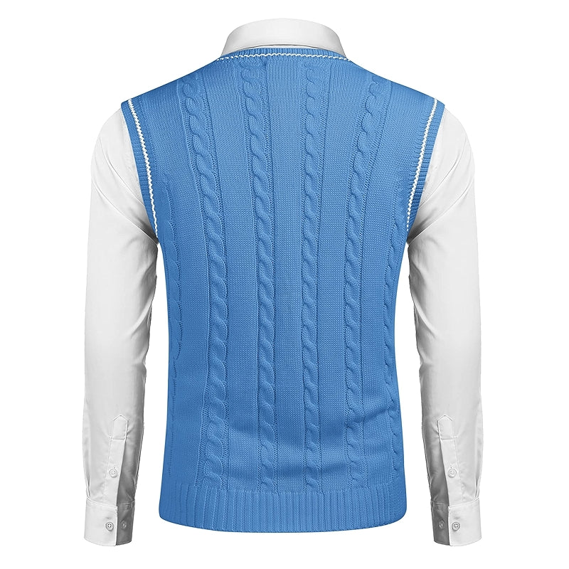 Casual Sweater Vest V Neck Slim Fit Knitted Pullover