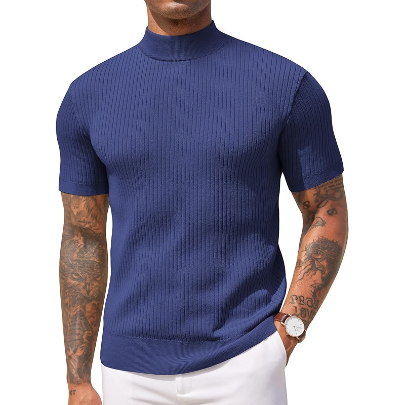 Mock Turtleneck Sweater Short Sleeve Casual Basic Top