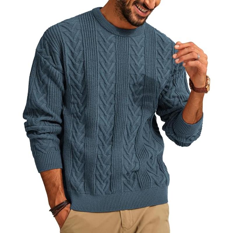 Men Casual Cable Knit Drop Style Pullover