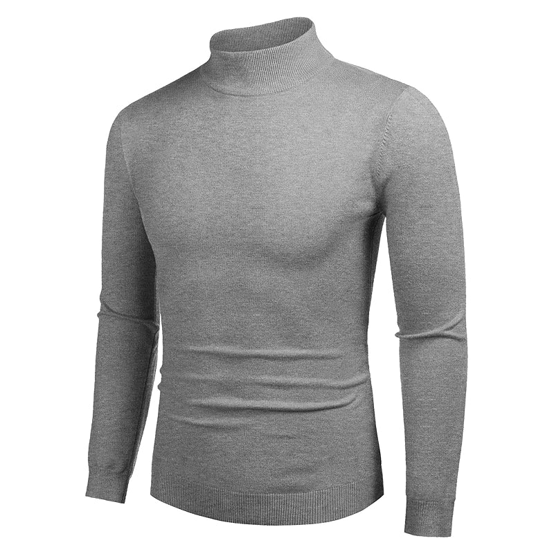 Slim Fit Mock Style Solid Colored Pullover