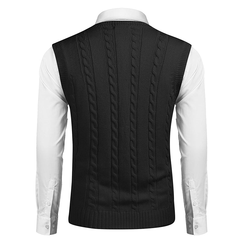 Casual Sweater Vest V Neck Slim Fit Knitted Pullover