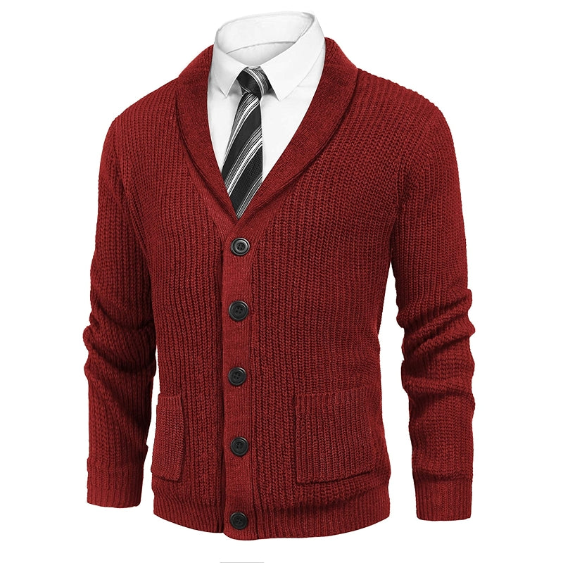 Shawl Collar Slim Fit Cardigan With Pockets