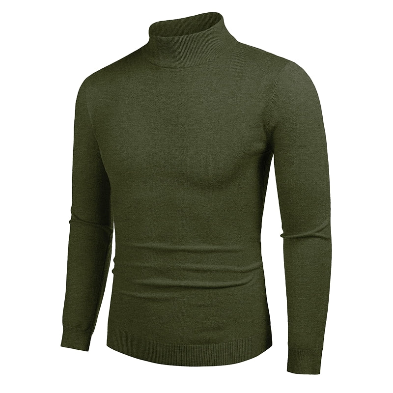 Slim Fit Mock Style Solid Colored Pullover