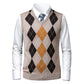 Argyle Sweater Vest Classic V Neck Sleeveless Pullover Knitwear