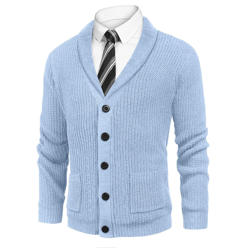 Shawl Collar Slim Fit Cardigan With Pockets