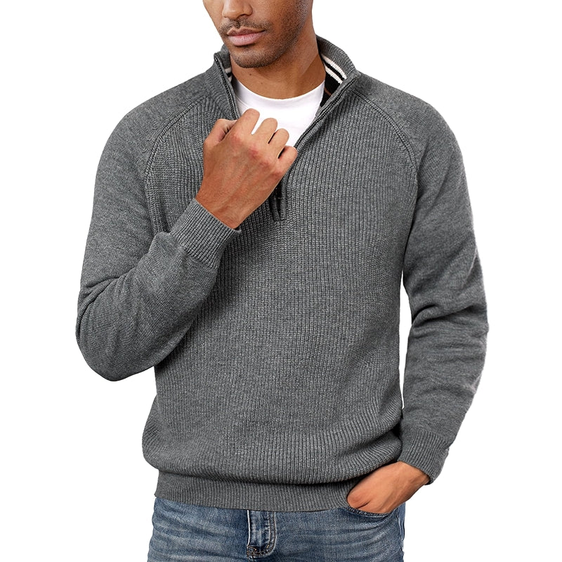 Quarter Zip Pullover Sweater Turtleneck Raglan Long Sleeve