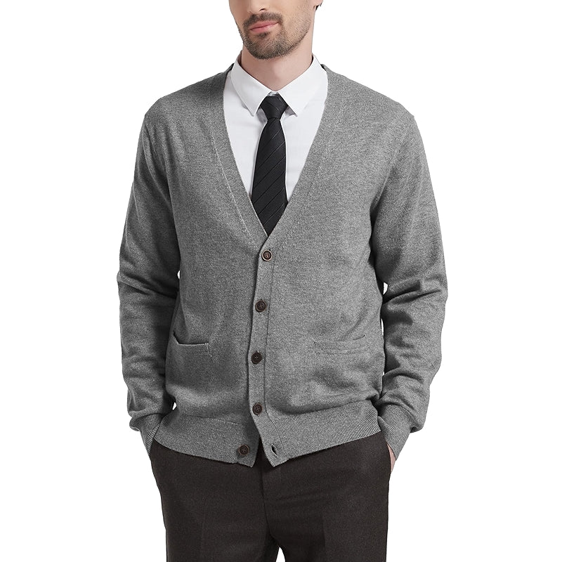 Kallspin Cardigan Sweater Wool Blend V Neck Button Down With Pockets