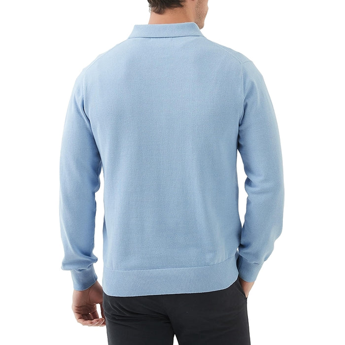 Kallspin Cotton Knit Polo Sweater Classic Casual Long Sleeve