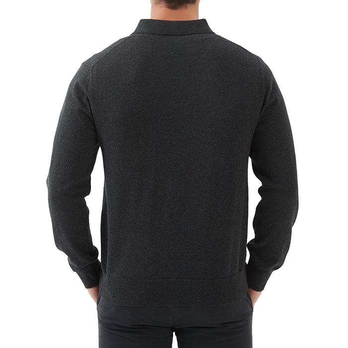 Kallspin Cotton Knit Polo Sweater Classic Casual Long Sleeve